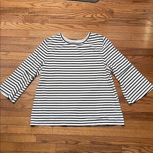 Old Navy Black and White Striped Bell Sleeve Tee